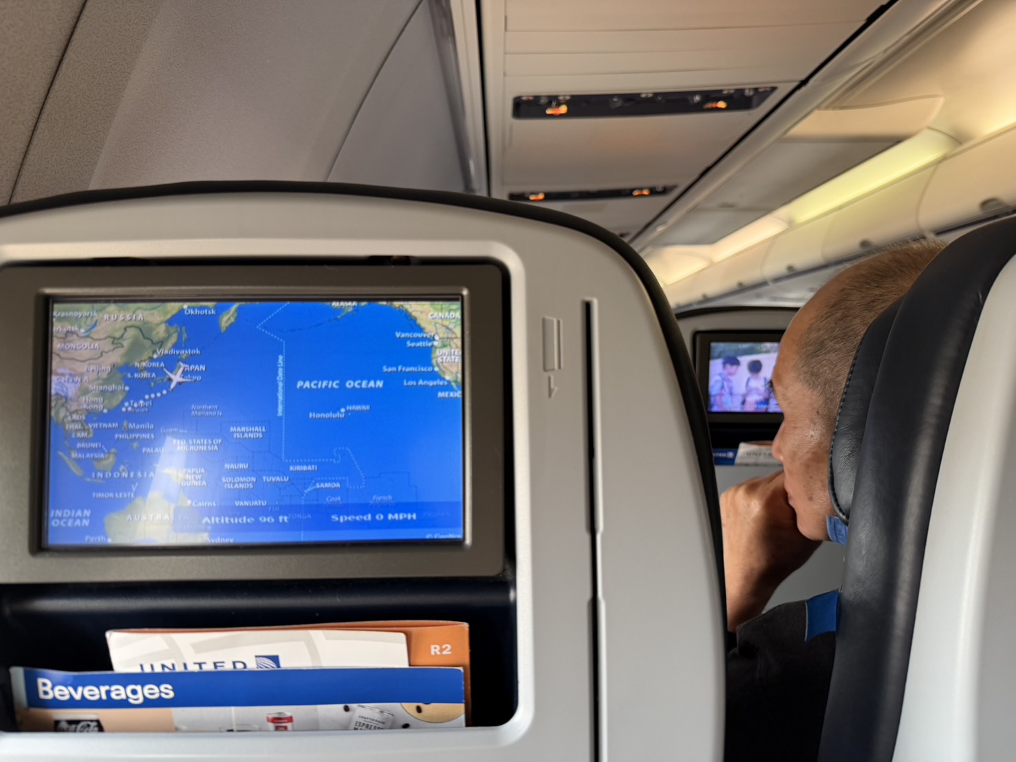 聯合航空機上娛樂系統航線地圖畫面