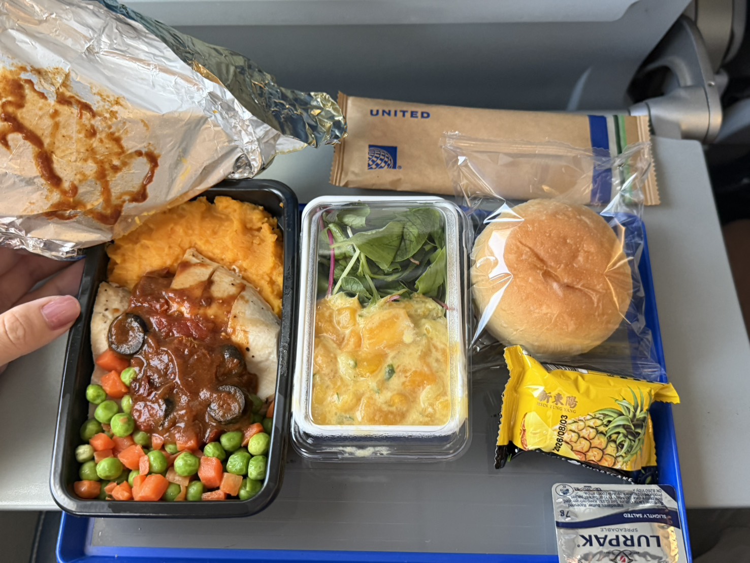 聯合航空高雄出發飛機餐 雞肉餐